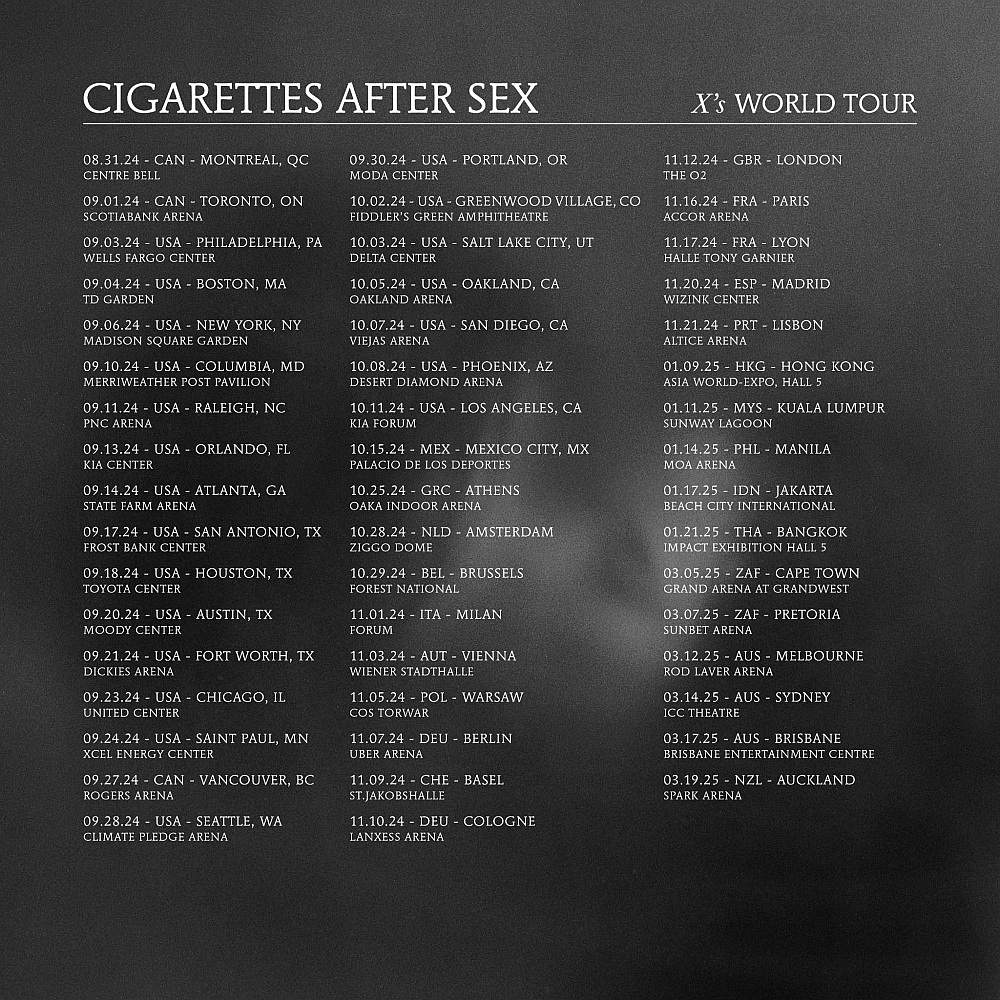 Affiche de la tournée 2024 de Cigarettes After Sex