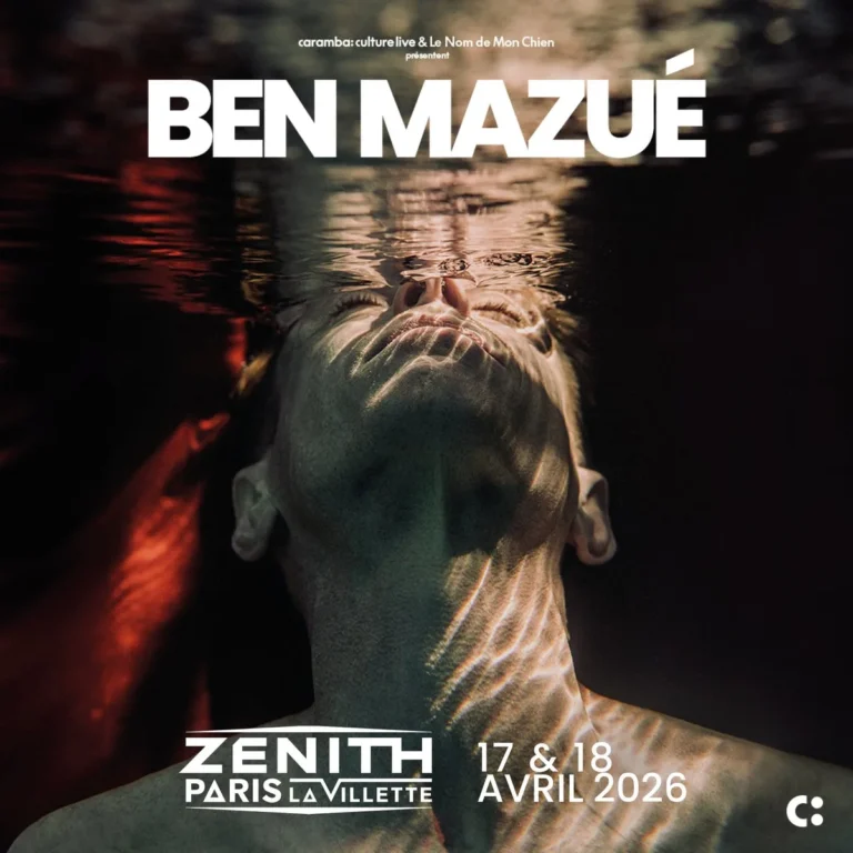 Affiche du concert de Ben Mazué au Zénith de Paris en 2026